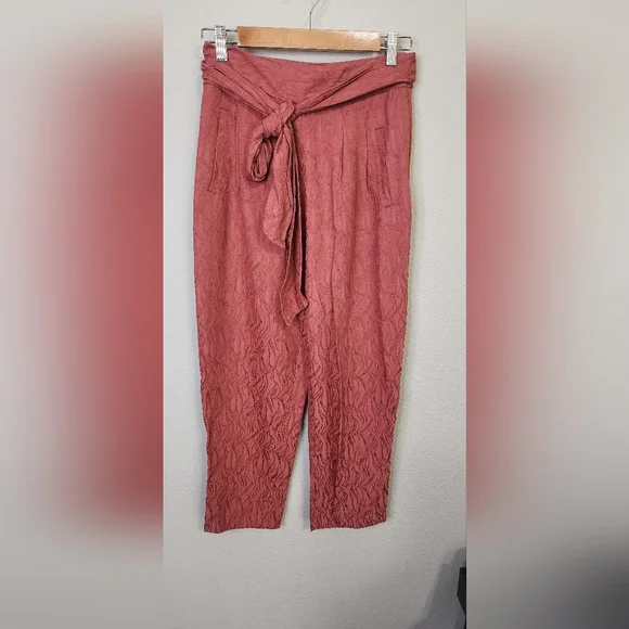 Ett:twa By Anthropologie Aubade Mauve Pink Tie waist Pants Size 2 - Picture 2 of 6